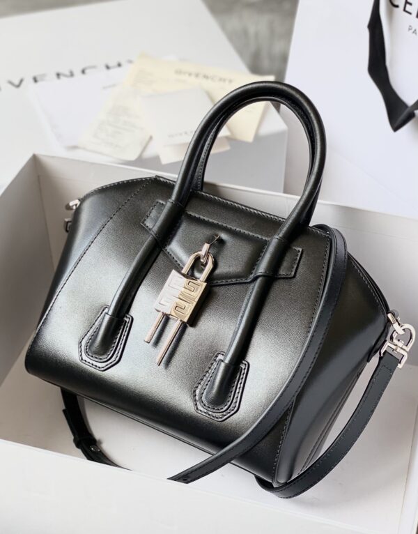 Givenchy Mini Antigona Lock Bag Black For Women, Women's Handbags, Shoulder Bags 8.7in/22cm GVC