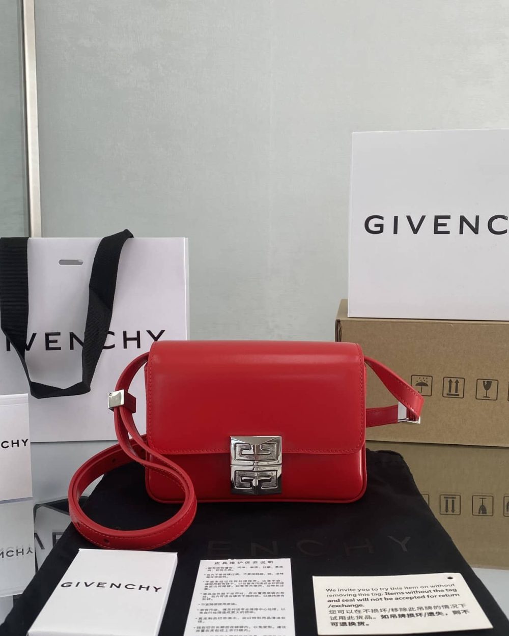 Givenchy Small 4G Bag Red For Women, Women's Handbags, Shoulder Bags 6.5in/16.5cm GVC