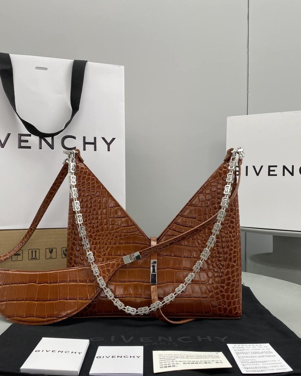 Givenchy Small Cut Out Bag Cramel Brown For Women, Women's Handbags, Shoulder Bags 10.6in/27cm GVC