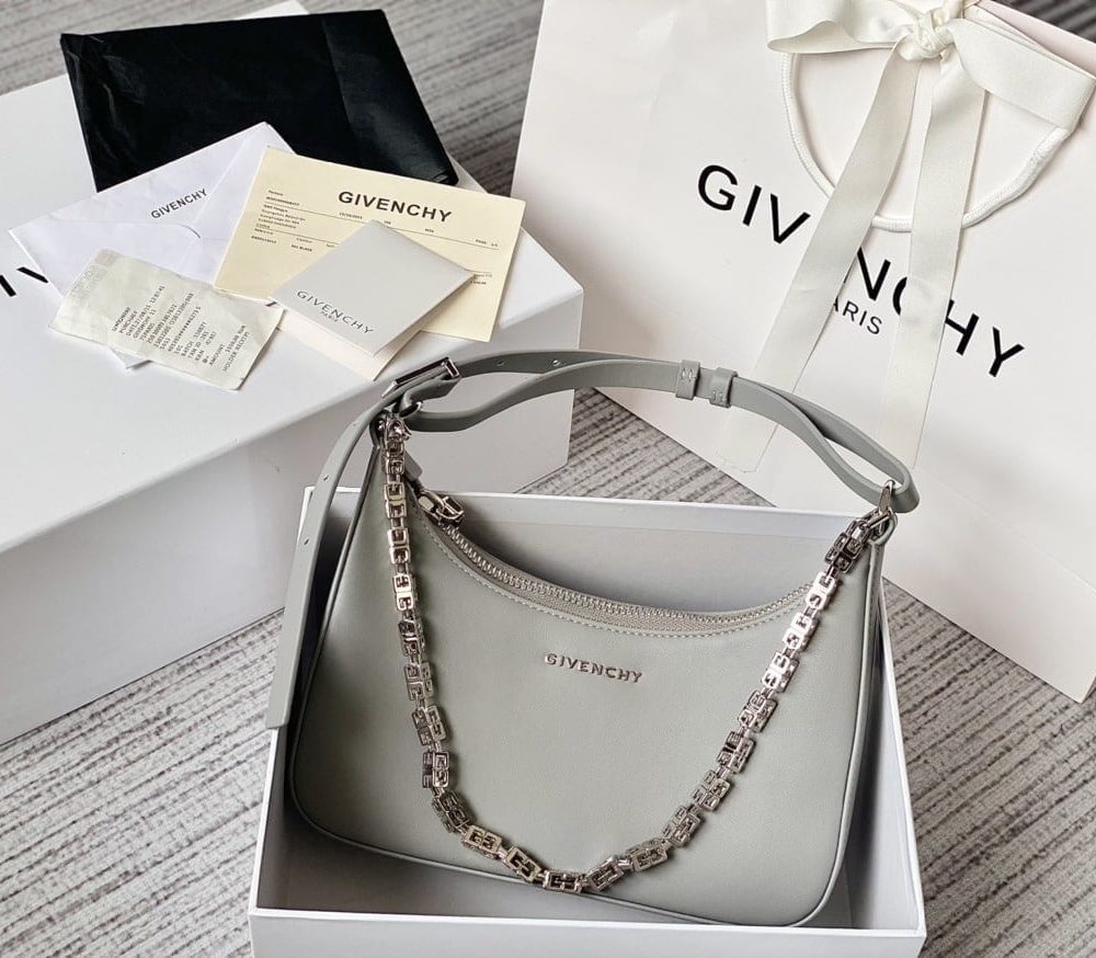 Givenchy Small Moon Cut Out Bag Grey For Women, Women's Handbags, Shoulder Bags 9.8in/25cm GVC