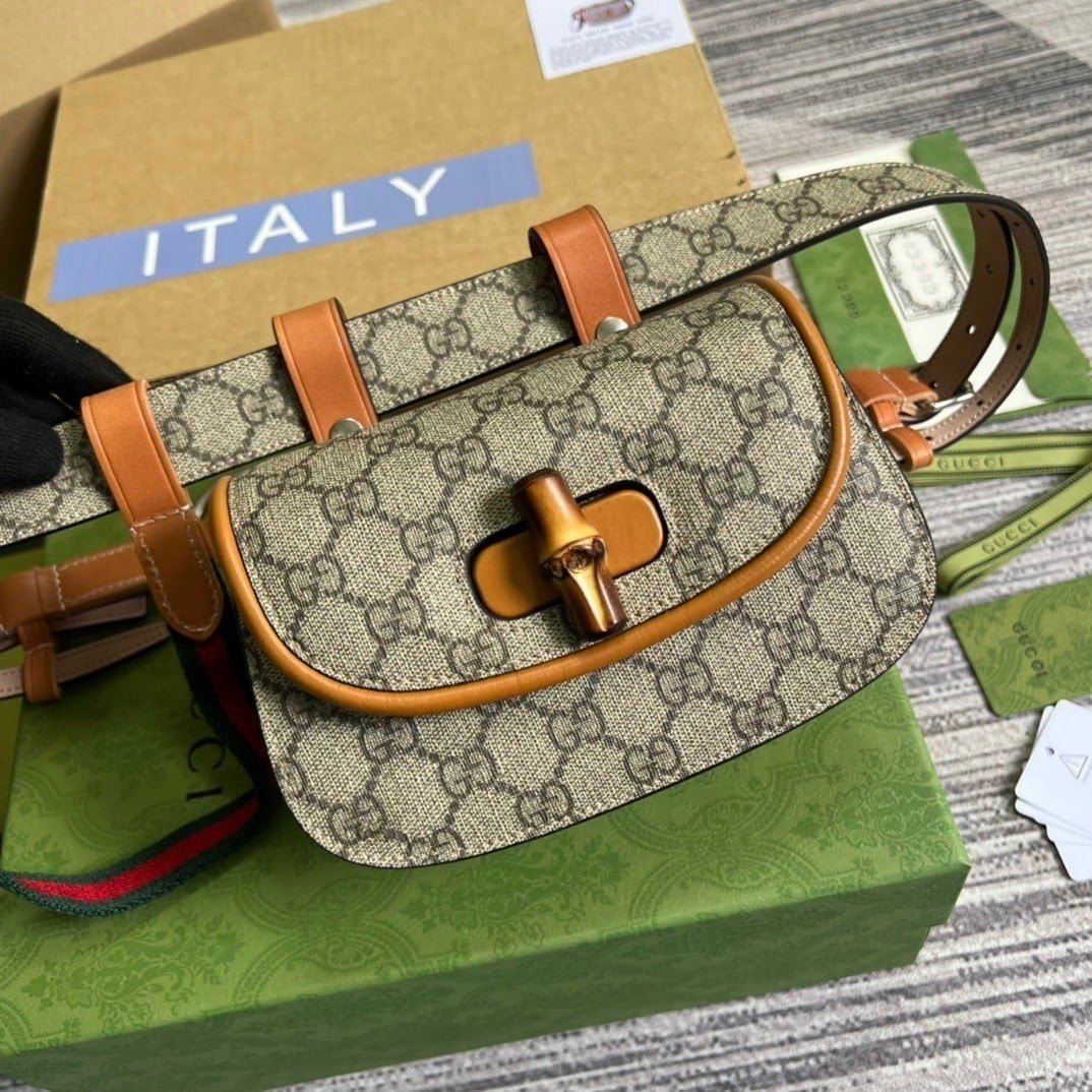 1:1 Replica Gucci Bamboo 1947 Jumbo GG Small Top Handle Bag Brown For Women, Women's Bags 8.3in/21cm GG