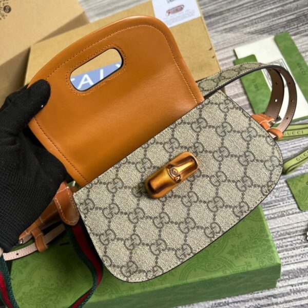 1:1 Replica Gucci Bamboo 1947 Jumbo GG Small Top Handle Bag Brown For Women, Women's Bags 8.3in/21cm GG