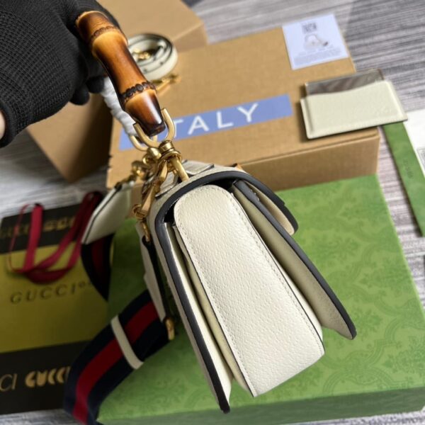 1:1 Replica Gucci Bamboo 1947 Medium  Top Handle Bag White For Women, Women's Bags 10.2in/26cm GG