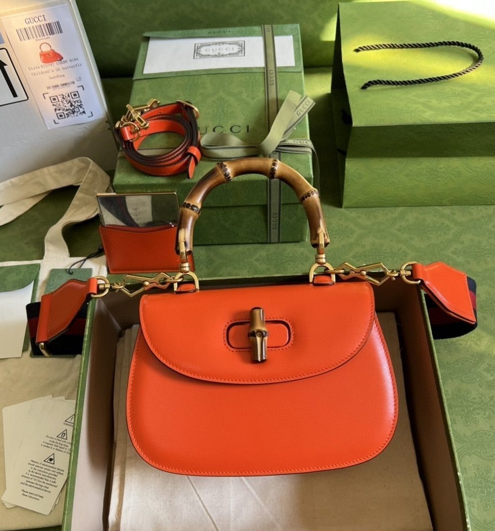 1:1 Replica Gucci Bamboo 1947 Small Top Handle Bag Orange  For Women 8.3in/21cm ‎GG 675797 10ODT 7768