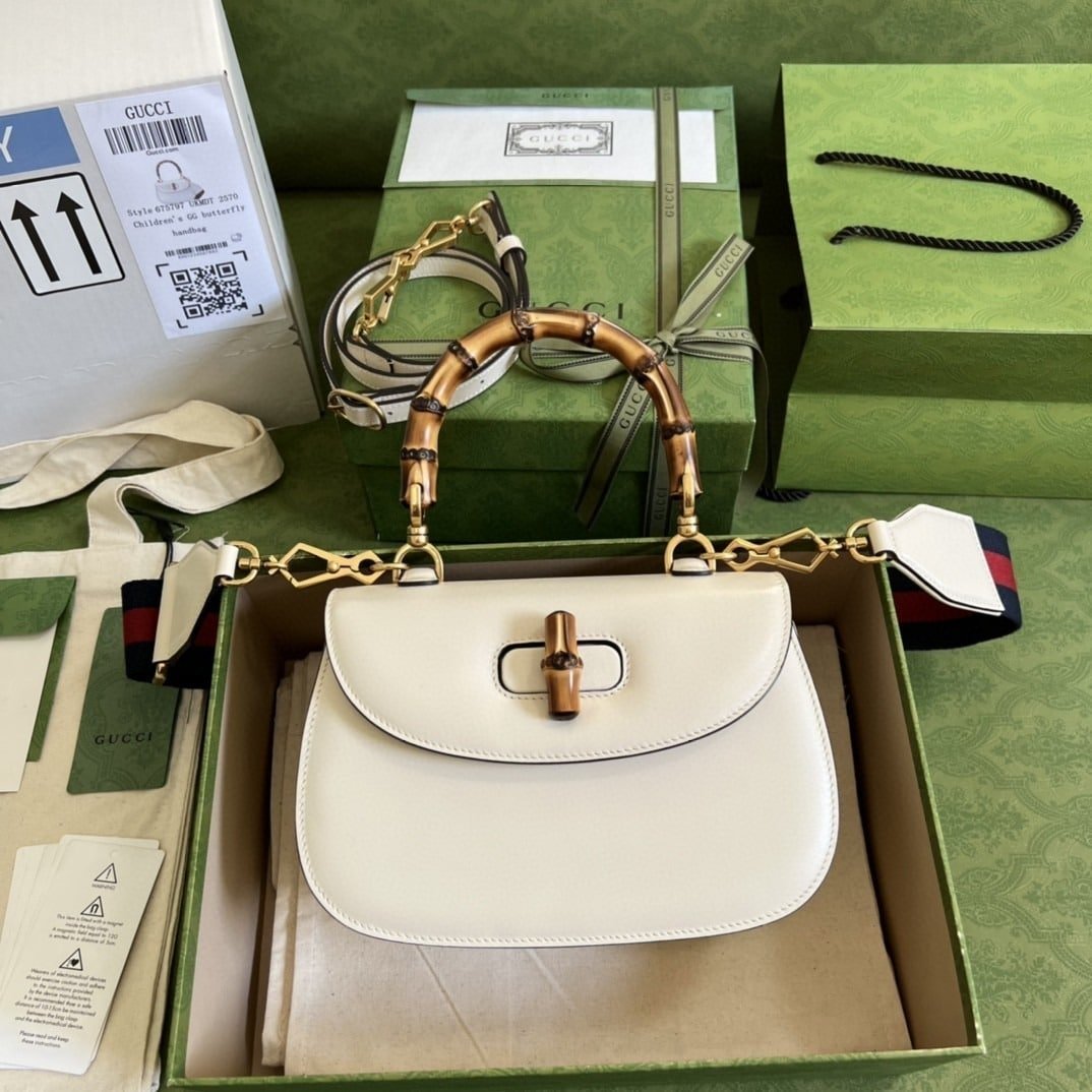 1:1 Replica Gucci Bamboo 1947 Small Top Handle Bag White For Women 8.3in/21cm GG 675797 10ODT 8454