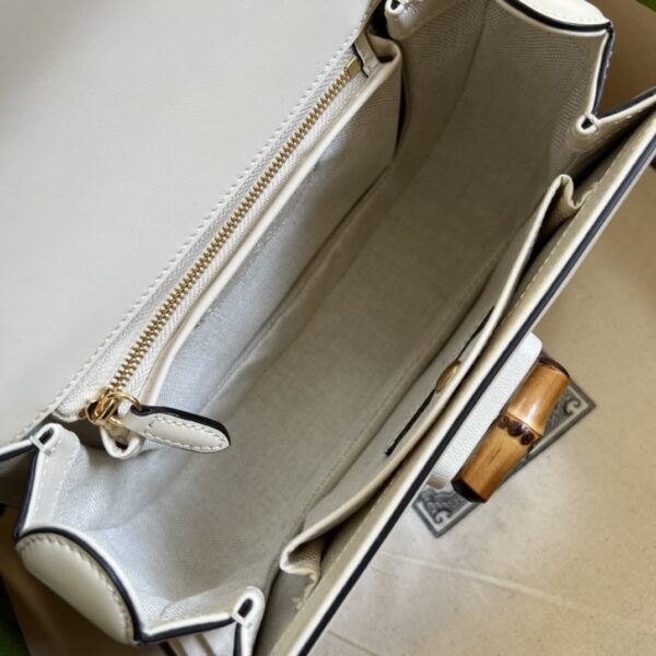 1:1 Replica Gucci Bamboo 1947 Small Top Handle Bag White For Women 8.3in/21cm GG 675797 10ODT 8454