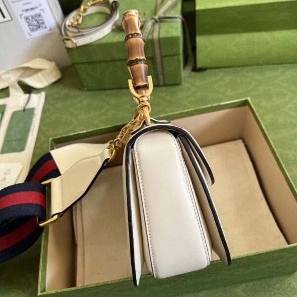 1:1 Replica Gucci Bamboo 1947 Small Top Handle Bag White For Women 8.3in/21cm GG 675797 10ODT 8454