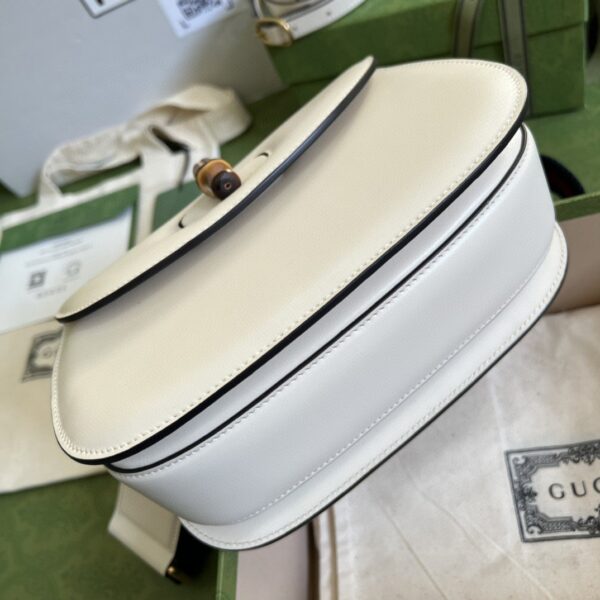 1:1 Replica Gucci Bamboo 1947 Small Top Handle Bag White For Women 8.3in/21cm GG 675797 10ODT 8454