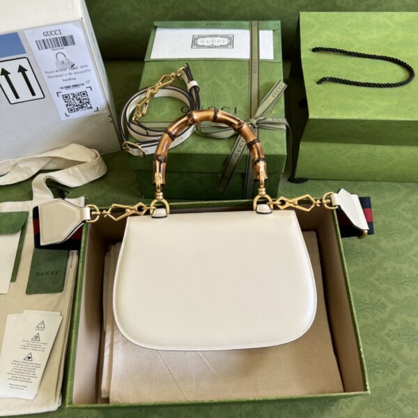 1:1 Replica Gucci Bamboo 1947 Small Top Handle Bag White For Women 8.3in/21cm GG 675797 10ODT 8454
