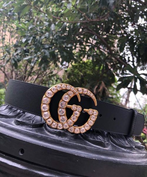 1:1 Replica Gucci Belt Beaded Double G Black GG, Women Belt ‎453260 DLX1T 9094
