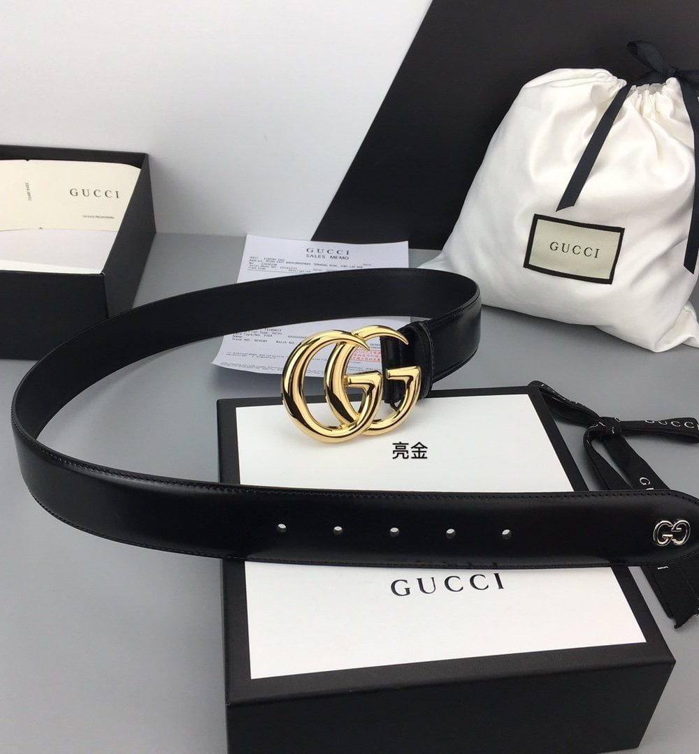 1:1 Replica Gucci Belt With Double G Buckle Black For Women, Women Belt
