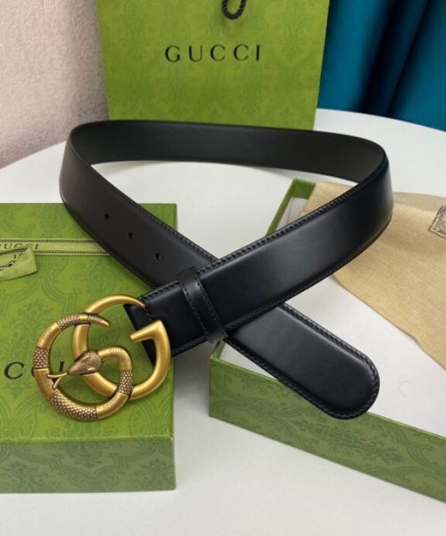 1:1 Replica Gucci Belt With Double G Snake Black For Women, Women Belt 458949 CVE0T 1000