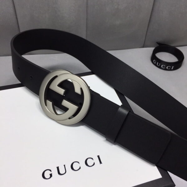1:1 Replica Gucci Belt With Interlocking G Buckle Black For Women, Women Belt ‎368186 BGH0N 1000