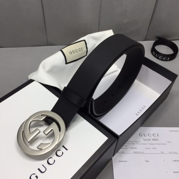1:1 Replica Gucci Belt With Interlocking G Buckle Black For Women, Women Belt ‎368186 BGH0N 1000