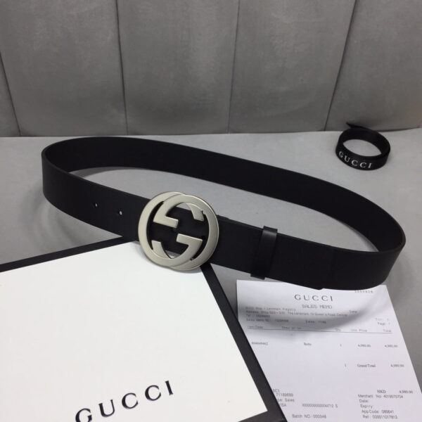 1:1 Replica Gucci Belt With Interlocking G Buckle Black For Women, Women Belt ‎368186 BGH0N 1000