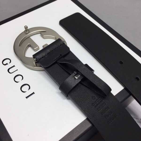 1:1 Replica Gucci Belt With Interlocking G Buckle Black For Women, Women Belt ‎368186 BGH0N 1000