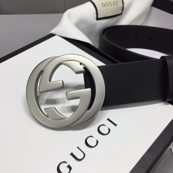 1:1 Replica Gucci Belt With Interlocking G Buckle Black For Women, Women Belt ‎368186 BGH0N 1000