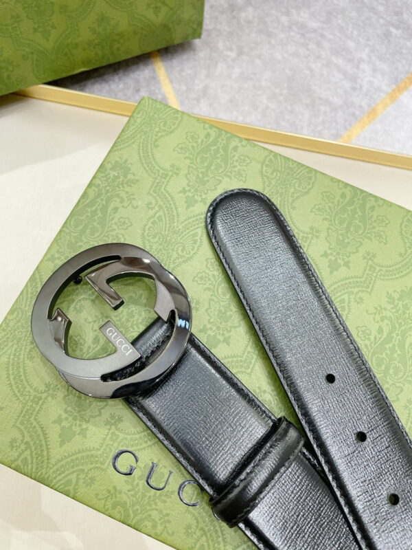 1:1 Replica Gucci Belt With Interlocking G Buckle Black For Women, Women Belt