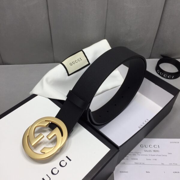 1:1 Replica Gucci Belt With Interlocking G Buckle Black For Women, Women Belt