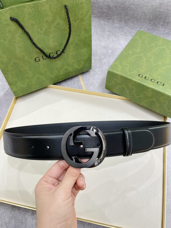 1:1 Replica Gucci Belt With Interlocking G Buckle Black For Women, Women Belt