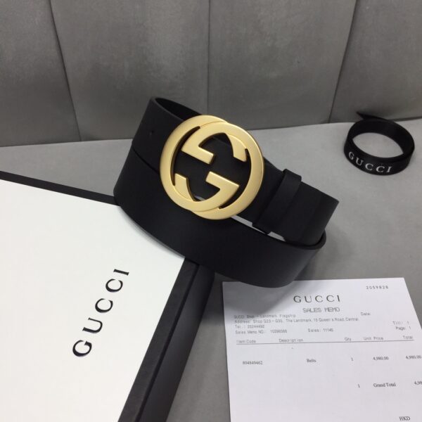 1:1 Replica Gucci Belt With Interlocking G Buckle Black For Women, Women Belt