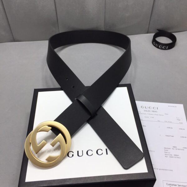 1:1 Replica Gucci Belt With Interlocking G Buckle Black For Women, Women Belt