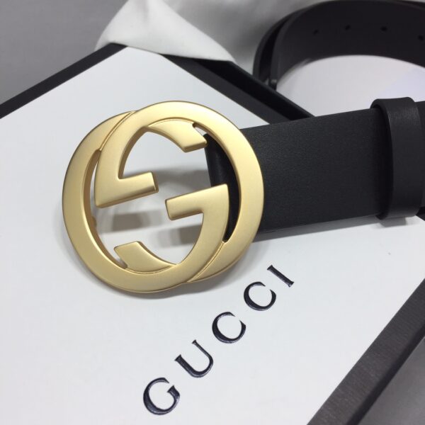 1:1 Replica Gucci Belt With Interlocking G Buckle Black For Women, Women Belt