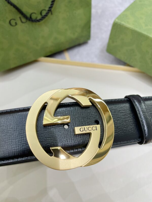 1:1 Replica Gucci Belt With Interlocking G Buckle Black For Women, Women Belt