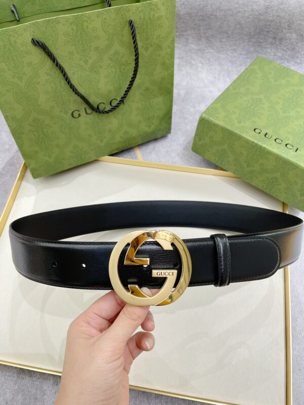 1:1 Replica Gucci Belt With Interlocking G Buckle Black For Women, Women Belt
