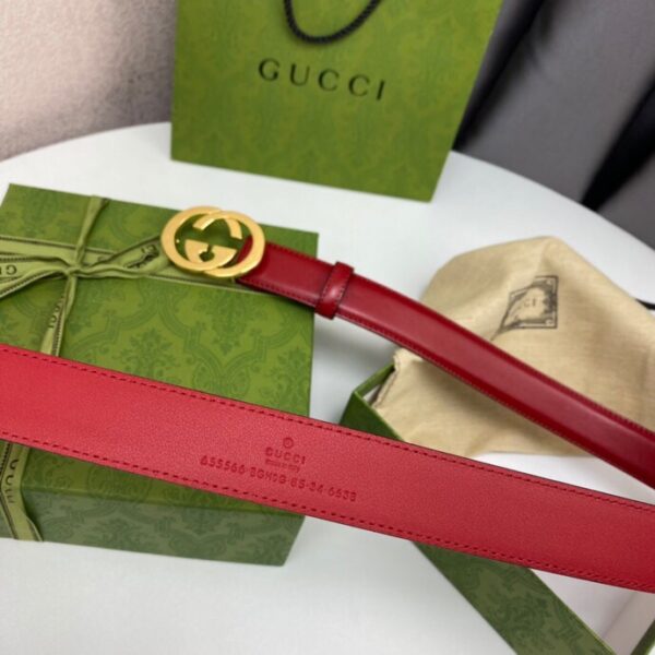 1:1 Replica Gucci Belt With Interlocking G Buckle Red GG, Women Belt 574807
