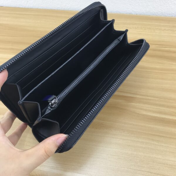 1:1 Replica Gucci Black GG Embossed Zip Around With White Line Wallet For Men, Men's Wallet 19cm/7.5in GG