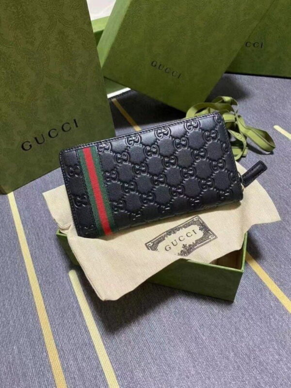 1:1 Replica Gucci Black Zip Around Wallet For Men, Men's Wallet 19cm/7.5in  GG
