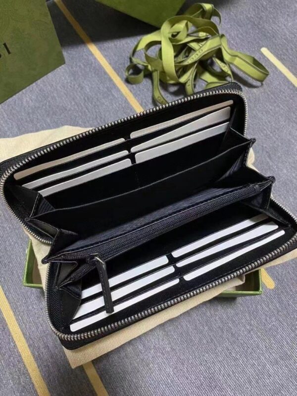 1:1 Replica Gucci Black Zip Around Wallet For Men, Men's Wallet 19cm/7.5in  GG