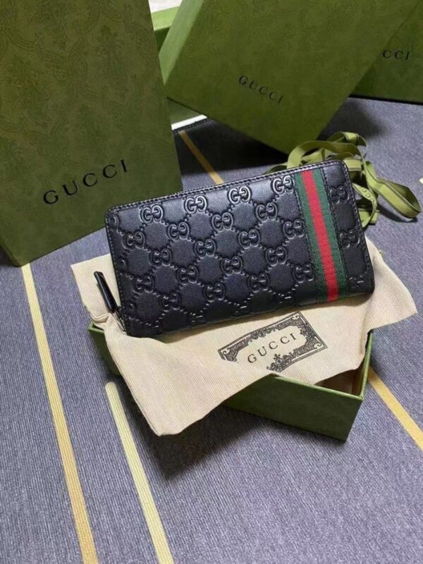 1:1 Replica Gucci Black Zip Around Wallet For Men, Men's Wallet 19cm/7.5in  GG