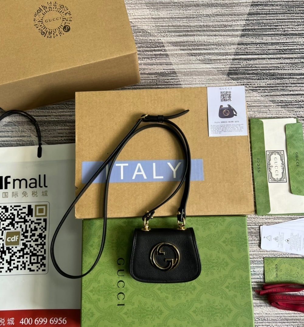 1:1 Replica Gucci Blondie Card Case Wallet Black For Women, Women's Bags 4.5in/12cm GG 698635 UXX0G 1000