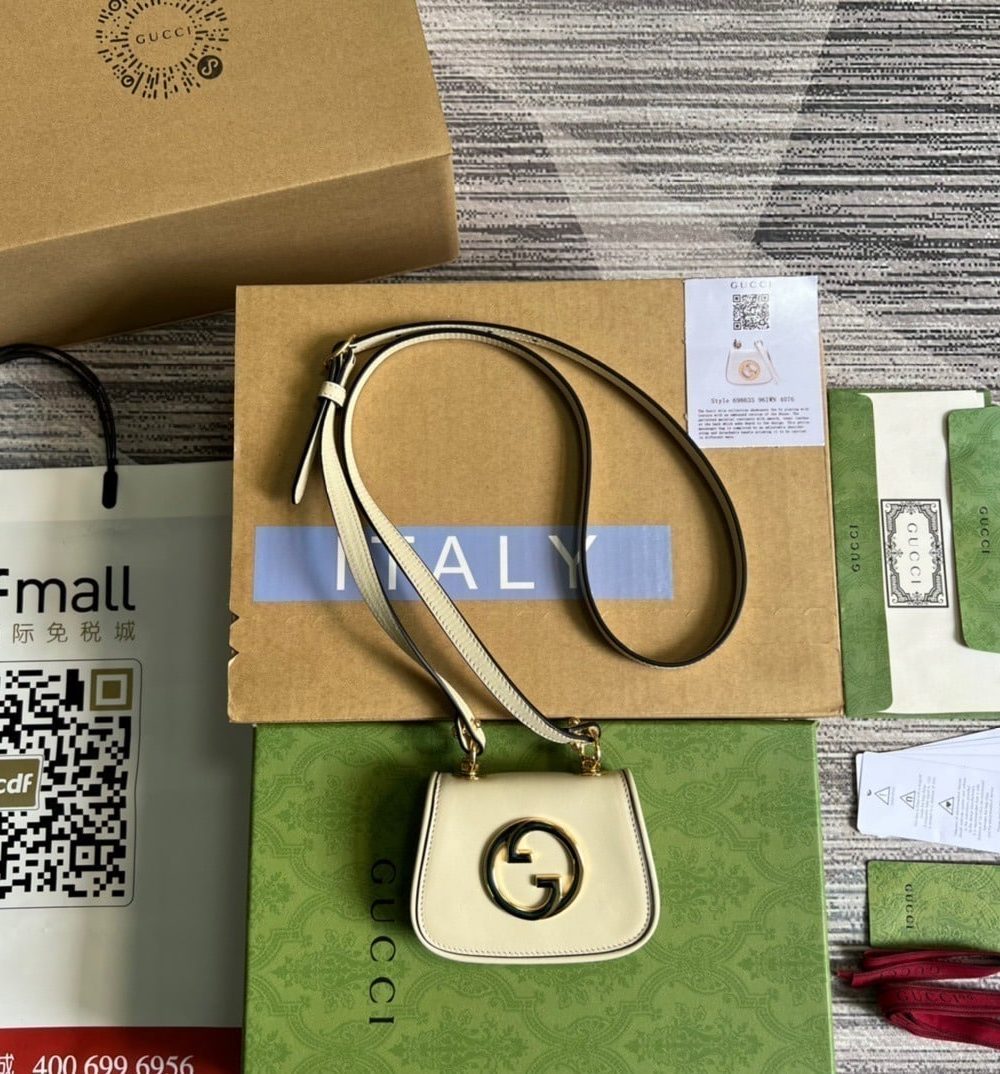 1:1 Replica Gucci Blondie Card Case Wallet White For Women, Women's Bags 4.5in/12cm GG 698635 UXX0G 9022