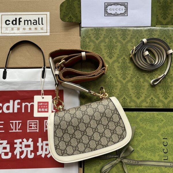 1:1 Replica Gucci Blondie Mini Bag Brown And White For Women, Women's Bags 8.7in/22cm GG