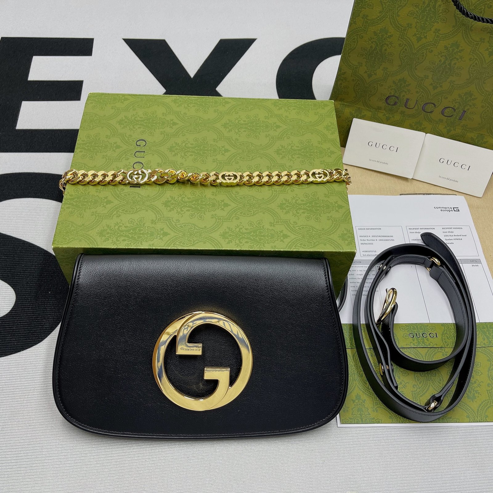 1:1 Replica Gucci Blondie Shoulder Bag Black For Women, Women's Bags 11in/28cm GG‎ 699268 UXX0G 1000