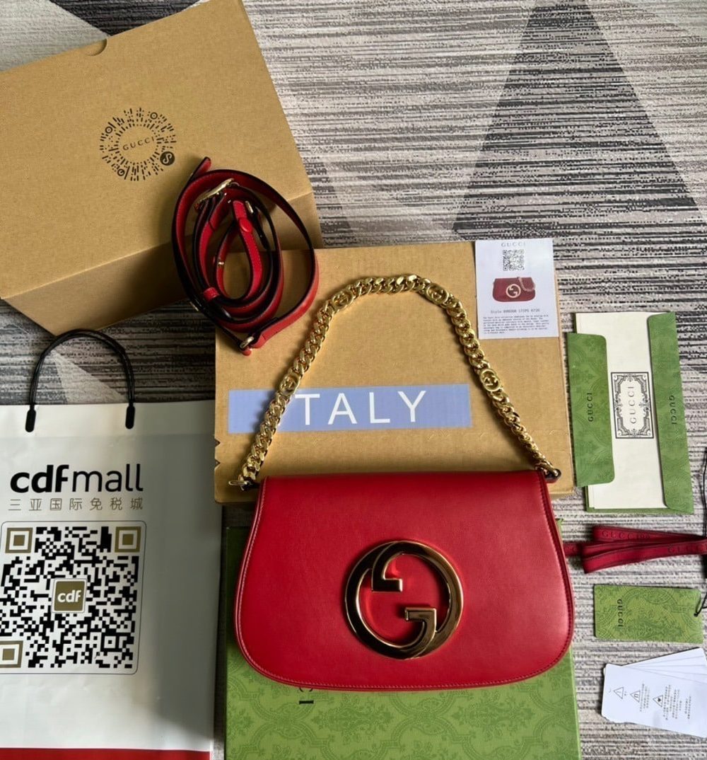 1:1 Replica Gucci Blondie Shoulder Bag Red For Women, Women's Bags 11in/28cm GG