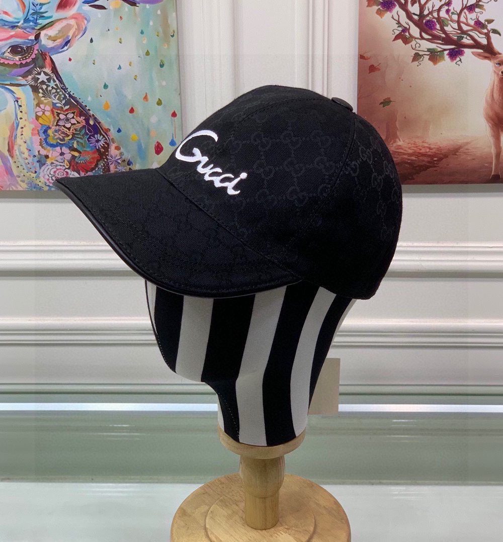 Gucci Canvas Baseball Hat Black GG Hat