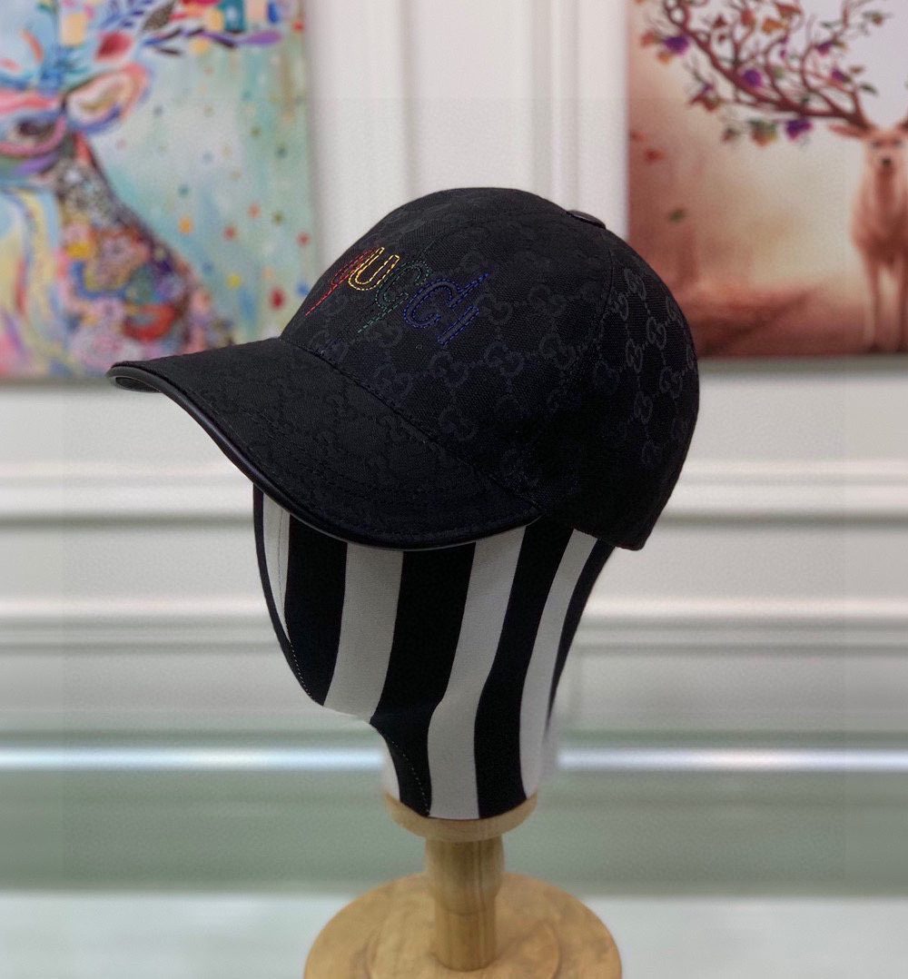 Gucci Canvas Baseball Hat Black GG Hat