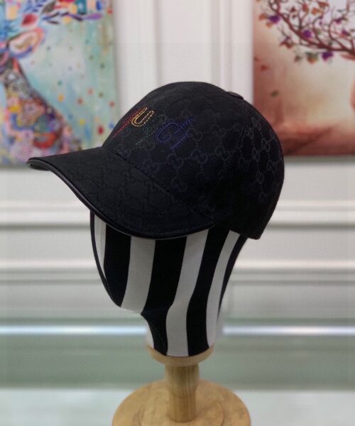 Gucci Canvas Baseball Hat Black GG Hat