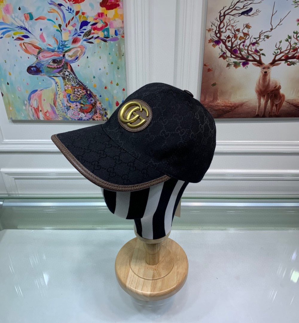 Gucci Canvas Baseball Hat Black GG Hat