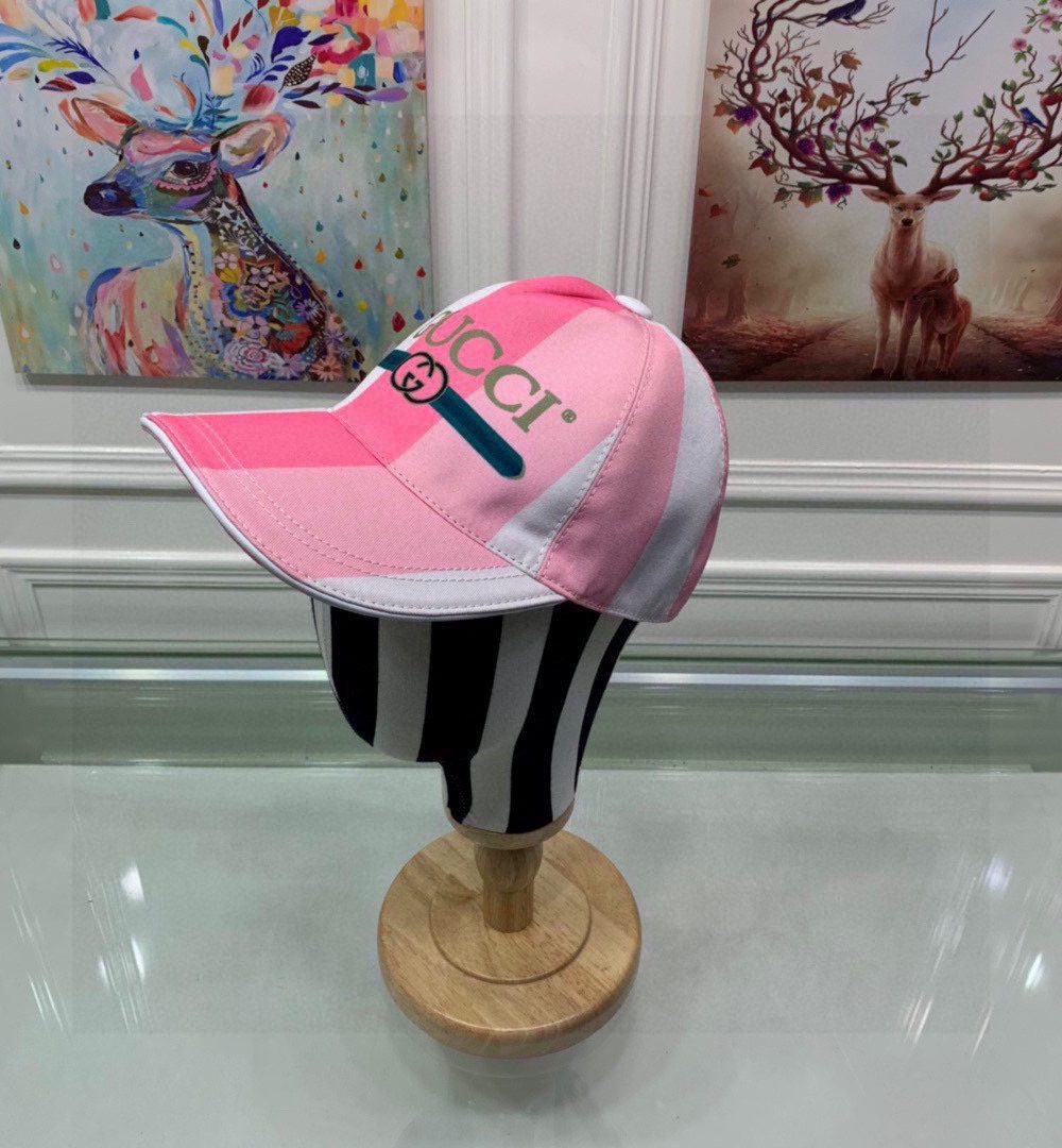 Gucci Canvas Baseball Hat White And Pink GG Hat