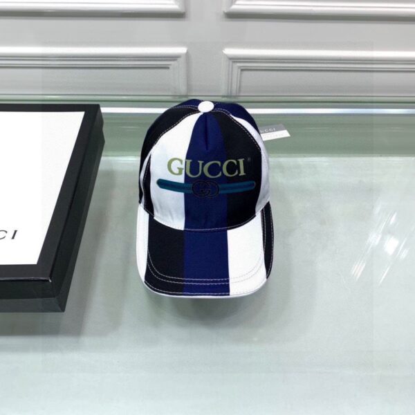 Gucci Canvas Baseball Hat White/Blue GG Hat