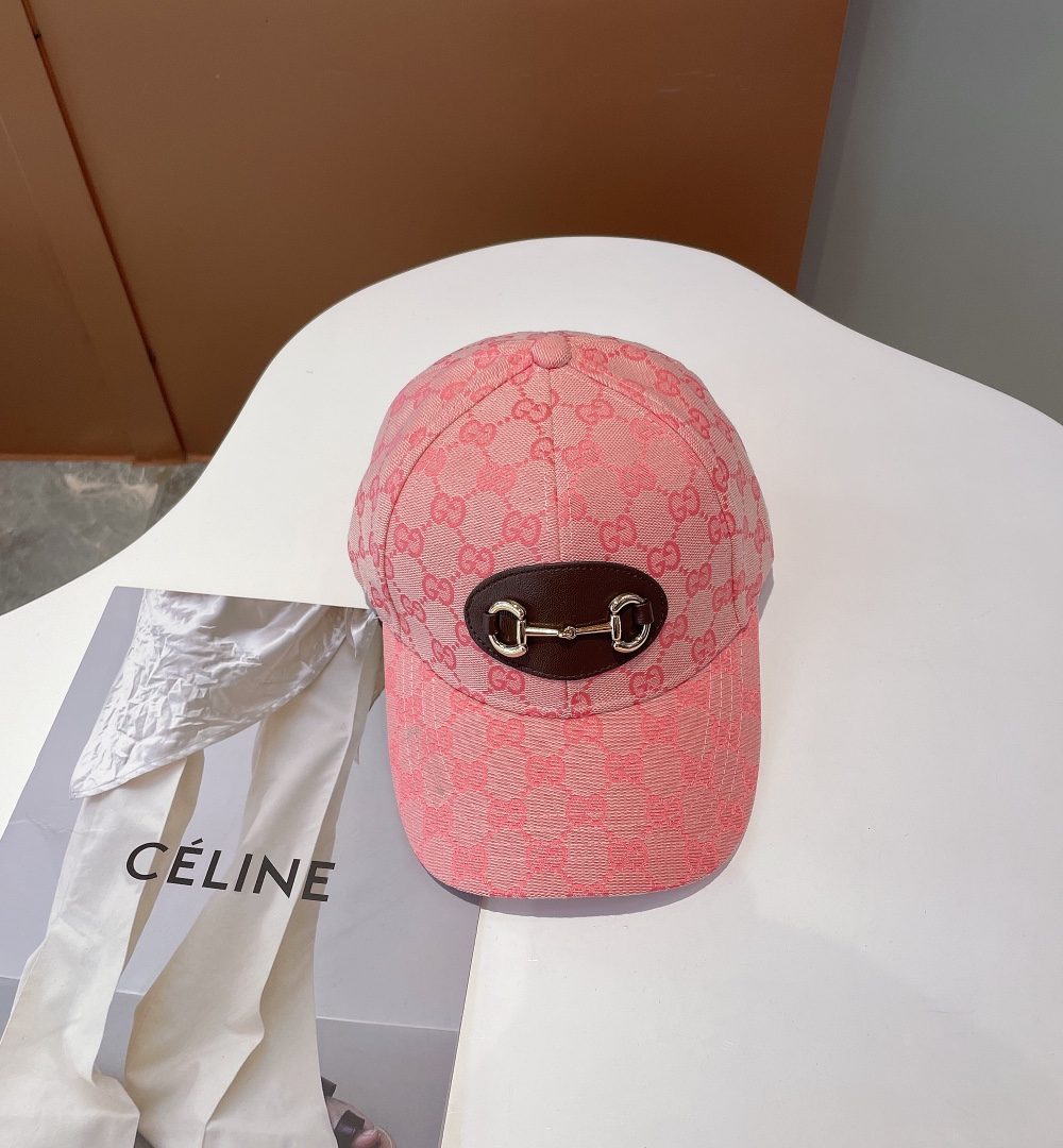 Gucci Canvas Baseball Hat With Horsebit Pink GG Hat