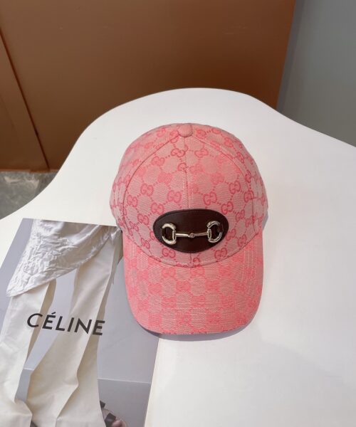 Gucci Canvas Baseball Hat With Horsebit Pink GG Hat