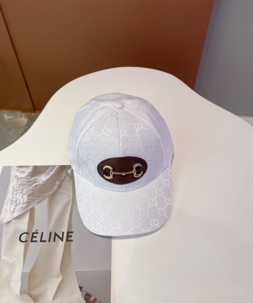 Gucci Canvas Baseball Hat With Horsebit White GG Hat