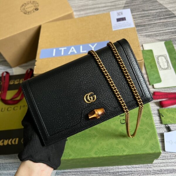 1:1 Replica Gucci Diana Mini Bag With Bamboo Black For Women, Women's Bags 7.5in/19cm GG 696817 DJ20T 1000