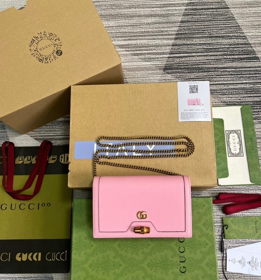 1:1 Replica Gucci Diana Mini Bag With Bamboo Pink For Women, Women's Bags 7.5in/19cm GG 696817 DJ20T 5815